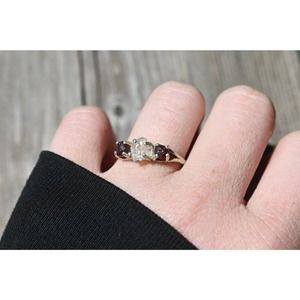 Raw Garnet Engagement Ring, Rough Wedding Band, Unique Sterling Silver Promise